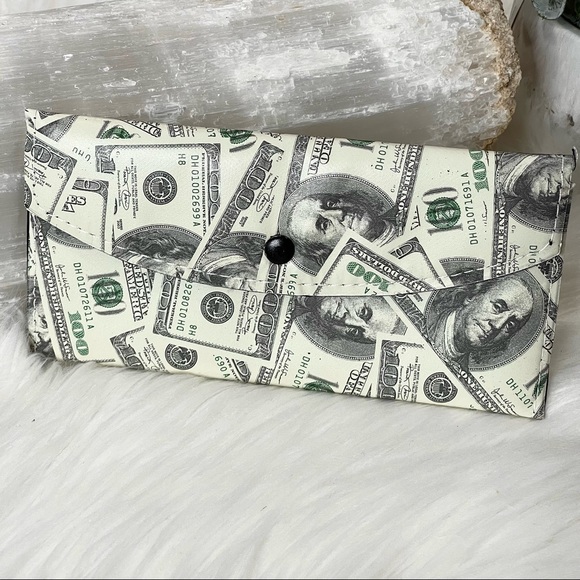 Wallet I’M IN THE MONEY slim TRIFOLD DOLLAR BILL pattern CREDIT + GIFT holder - Picture 2 of 10